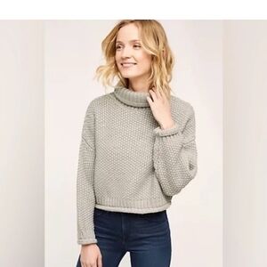 Moth Chunky Knit Turtleneck Sweater - Light Gray